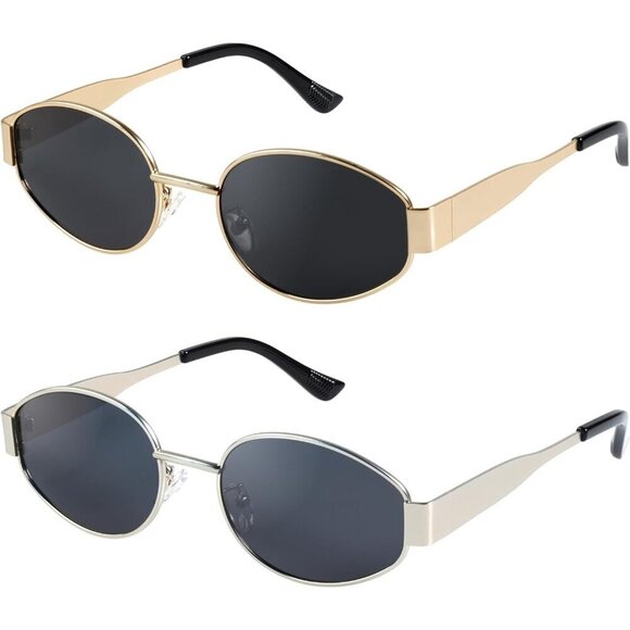 Retro Polarized Grey Silver Sunglasses UV400 Protection Oval Metal Soft Frame